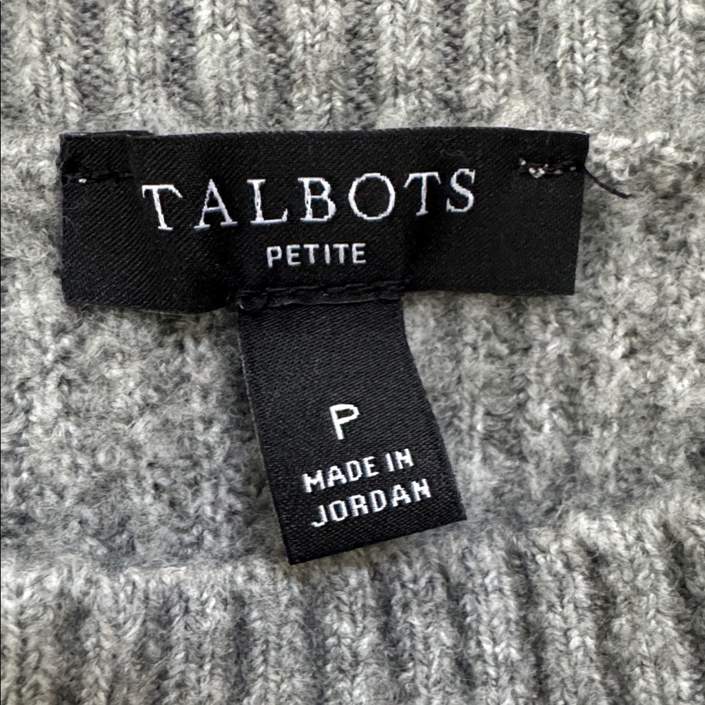 TALBOTS Gray Ribbed Button-Detail Sweater. - Picture 8 of 11